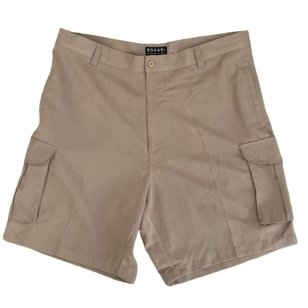 Bogari Tan Flat Front Silk Italy Cargo Shorts Men’s Size 36